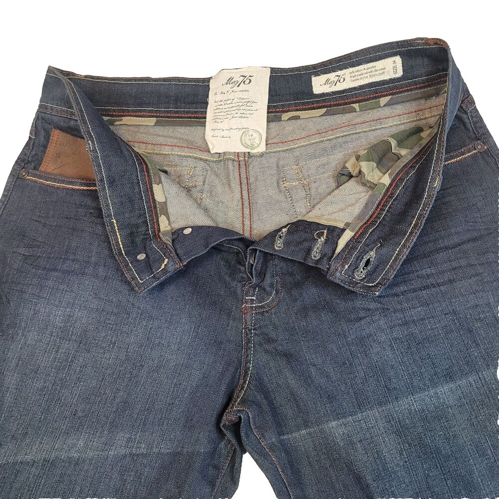 575 Relaxed Bootcut Denim California Mens 35x35 Cotton Jeans Leather Accents
